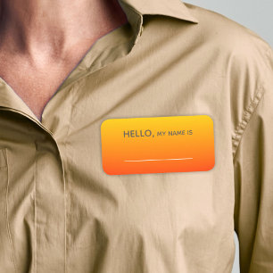 Porte-nom Orange Jaune Bonjour Mon nom est