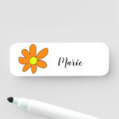 Porte-nom Orange jaune Daisy abstrait ajouter nom texte feme (En situation)