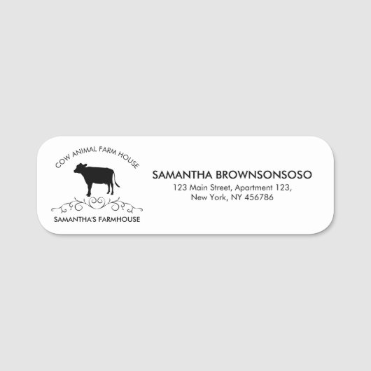 Porte-nom Ornate Cow Silhouette | Country Farm Brand Design (Devant)