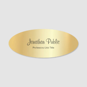 Porte-nom Ovale doré doré de l'élégante pièce de script