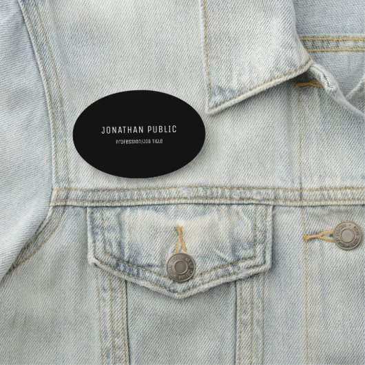 Porte-nom Ovale moderne noir élégant de modèle de conception (En situation)