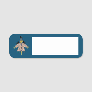 Porte-nom Paille d'Halloween Scarecrow et Ravens