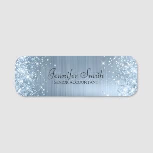 Porte-nom Pailleté bleu lumière faux foil féminin