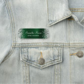 Porte-nom Paillettes Argent Vert Foncé Feuille Nom Titre (En situation)