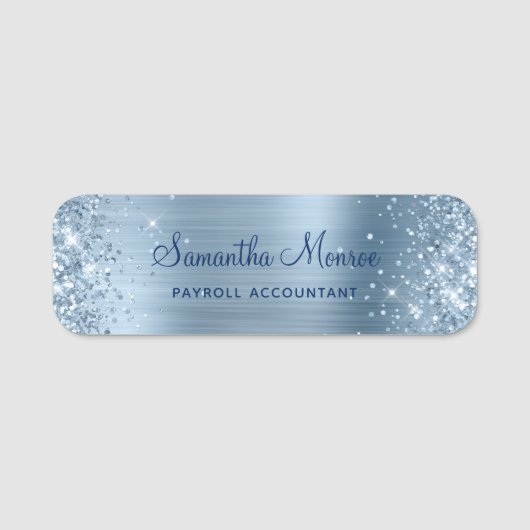 Porte-nom Paillettes Bleu Clair Brillantes (Devant)