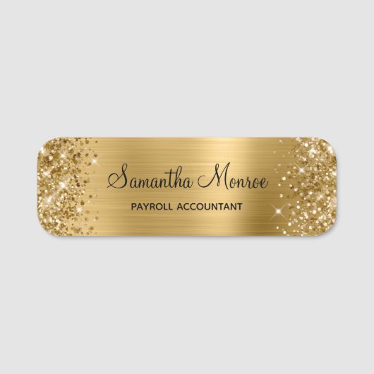 Porte-nom Paillettes dorées (Devant)