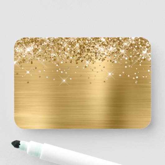 Porte-nom Paillettes dorées et feuille vierge (En situation)