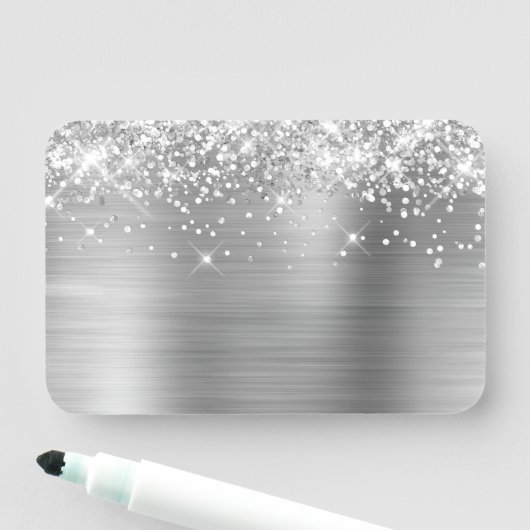 Porte-nom Paillettes et feuille d'argent vierge (En situation)