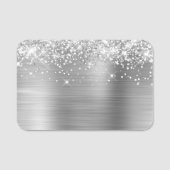 Porte-nom Paillettes et feuille d'argent vierge (Devant)