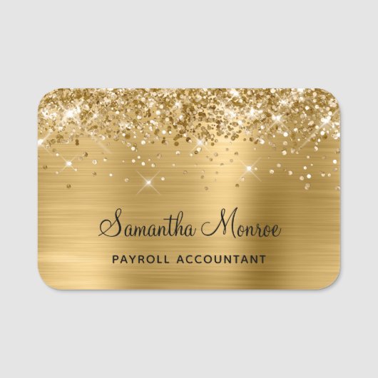 Porte-nom Paillettes et feuille d'or (Devant)