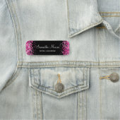 Porte-nom Paillettes rose chaud et noir (En situation)
