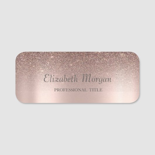 Porte-nom Paillettes Tendances Gouttes,Or Rose (Devant)