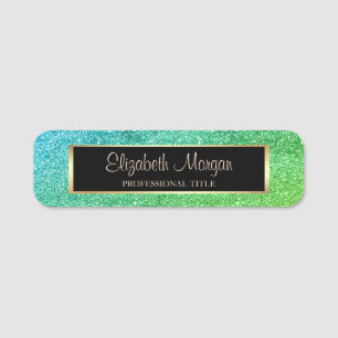 Porte-nom Paillettes Vertes Élégantes et Tendances avec Mont