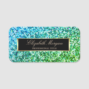 Porte-nom Paillettes vertes élégantes tendance, cadre 