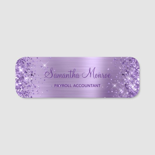 Porte-nom Paillettes Violet Clair Brillante (Devant)