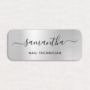 Porte-nom Pale Silver Grey Glam Signature Nom Poste de Trava