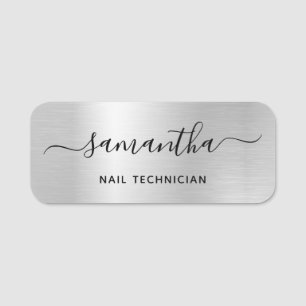 Porte-nom Pale Silver Grey Glam Signature Nom Poste de Trava
