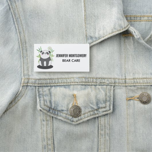 Porte-nom Panda noir et blanc mignonne en Bambou (En situation)