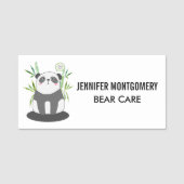 Porte-nom Panda noir et blanc mignonne en Bambou (Devant)