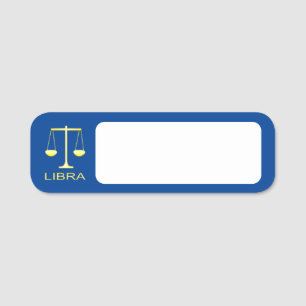 Porte-nom Panneau étoile Balance dorée de Libra