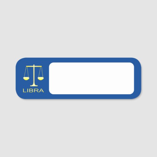 Porte-nom Panneau étoile Balance dorée de Libra (Devant)