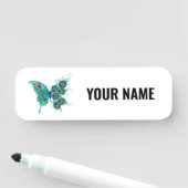 Porte-nom Papillon aux plumes de paon vert (En situation)