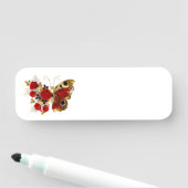 Porte-nom Papillon de fleurs rouges aux roses rouges (En situation)