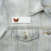 Porte-nom Papillon de fleurs rouges aux roses rouges (En situation)