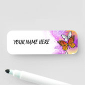 Porte-nom Papillons Monarque sur Arrière - plan pourpre (En situation)