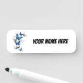 Porte-nom Papillons volants bleus Morpho (En situation)