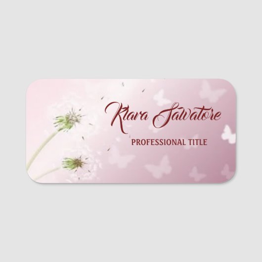 Porte-nom Parfait Moderne Beau Romantique Pink Dandelion  (Devant)