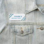 Porte-nom Parti Anniversaire de enfant bleu des vagues (En situation)