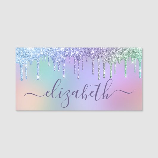 Porte-nom Parties scintillant arc-en-ciel Glam (Devant)