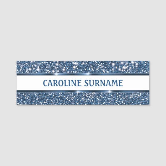 Porte-nom Parties scintillant Bleu Faux Regarder Avec Nom Pe (Devant)