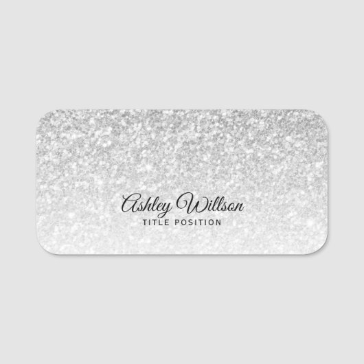 Porte-nom Parties scintillant brillante gris (Devant)