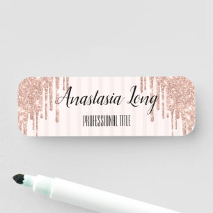 Porte-nom Parties scintillant cool tendance rose
