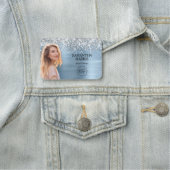 Porte-nom Parties scintillant d'argent bleu clair huile déco (En situation)