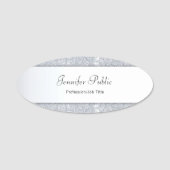 Porte-nom Parties scintillant d'argent Élégant script main M (Devant)