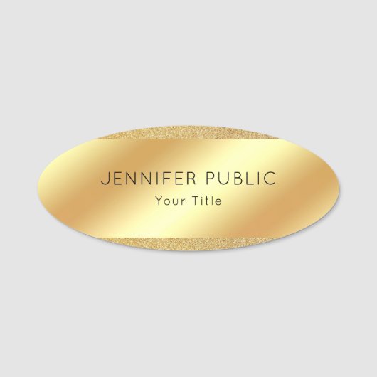 Porte-nom Parties scintillant d'or Look Personnalisé Elégant (Devant)