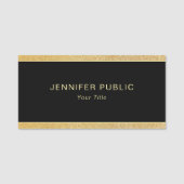 Porte-nom Parties scintillant dorée glamour rectangle person (Devant)