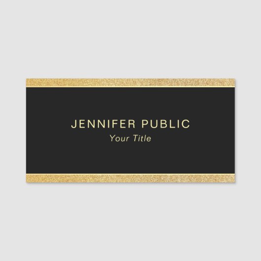Porte-nom Parties scintillant dorée glamour rectangle person (Devant)