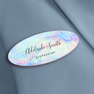 Porte-nom parties scintillant en marbre pastel turquoise