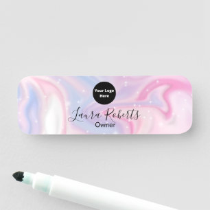 Porte-nom Parties scintillant en marbre rose esthétique