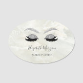 Porte-nom Parties scintillant Faux Lashes, Marbre blanc maqu (Devant)