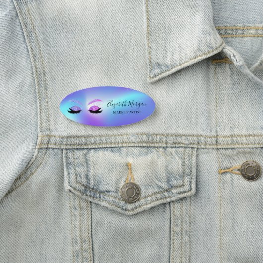 Porte-nom Parties scintillant Faux Lashes Ombre Holographie (En situation)