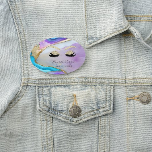 Porte-nom Parties scintillant Lashes, Violet Blue Marble Maq (En situation)