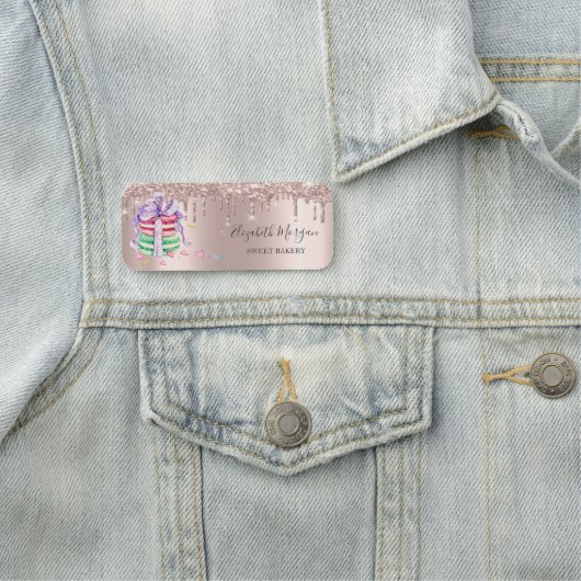 Porte-nom Parties scintillant, Macarons Roses en or (En situation)