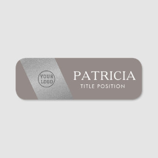 Porte-nom Parties scintillant moderne Gris et argent de bois
