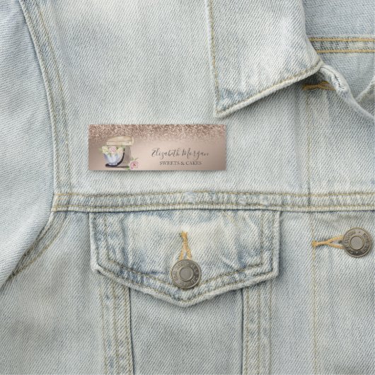 Porte-nom Parties scintillant or Rose de mélangeur de fleurs (En situation)