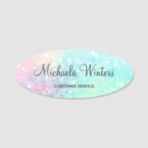 Porte-nom Parties scintillant Pastel Bokeh Girly Colorée Mot